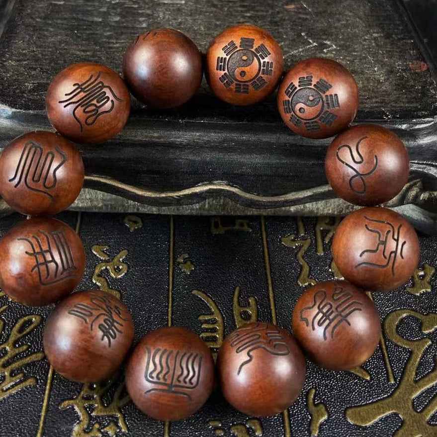 Taoist Accessories, Natural Lightning - Struck Jujube Wood Bracelet