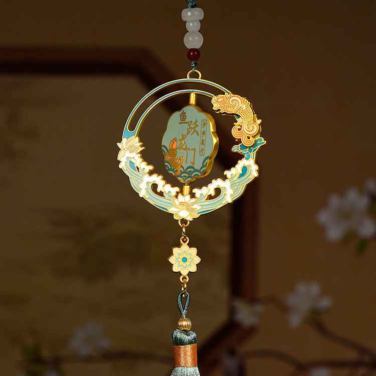 Fish Leaping over the Dragon Gate Rotating Car Hanging - Auspicious Symbol