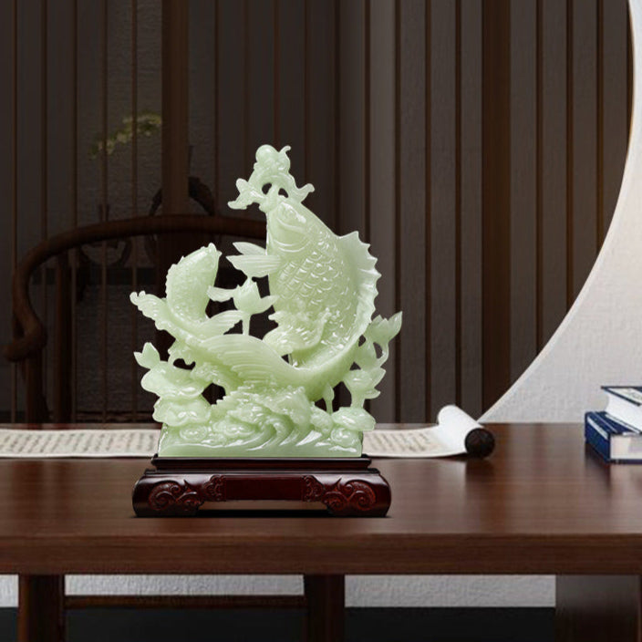Jade Arowana Ornament - Attract Wealth and Bless Your Family with This Home Gem