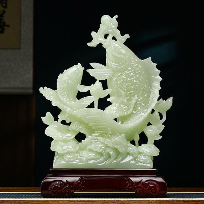 Jade Arowana Ornament - Attract Wealth and Bless Your Family with This Home Gem