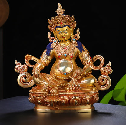 Yellow Tibetan Buddha Pendant - Finely Crafted Brass Tantric Statue of Wealth