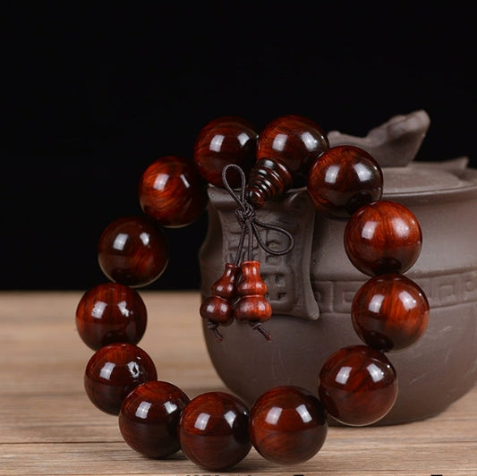 Rhinoceros Horn & Sandalwood Buddhist Prayer Beads Bracelet