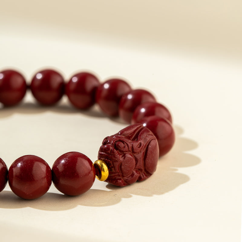 Red Natural Sandalwood Jade Gold Bracelet-【Natural Energy & Handmade】