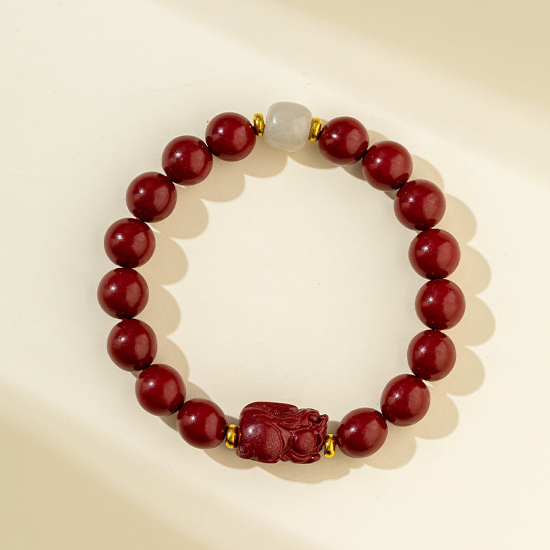 Red Natural Sandalwood Jade Gold Bracelet-【Natural Energy & Handmade】