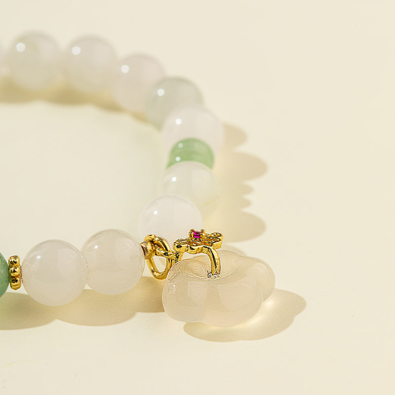 Pure White Jade Gold Bracelet-【Natural Energy & Handmade】