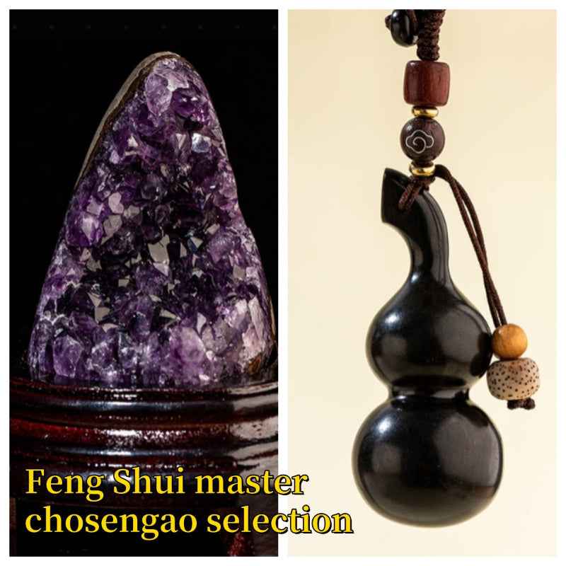Natural Agate Gourd & Uruguayan Amethyst Pendant – Handmade, Healing Energy