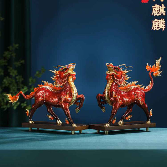 Pure Brass Five - Clawed Golden Dragon Decoration - Attract Wealth