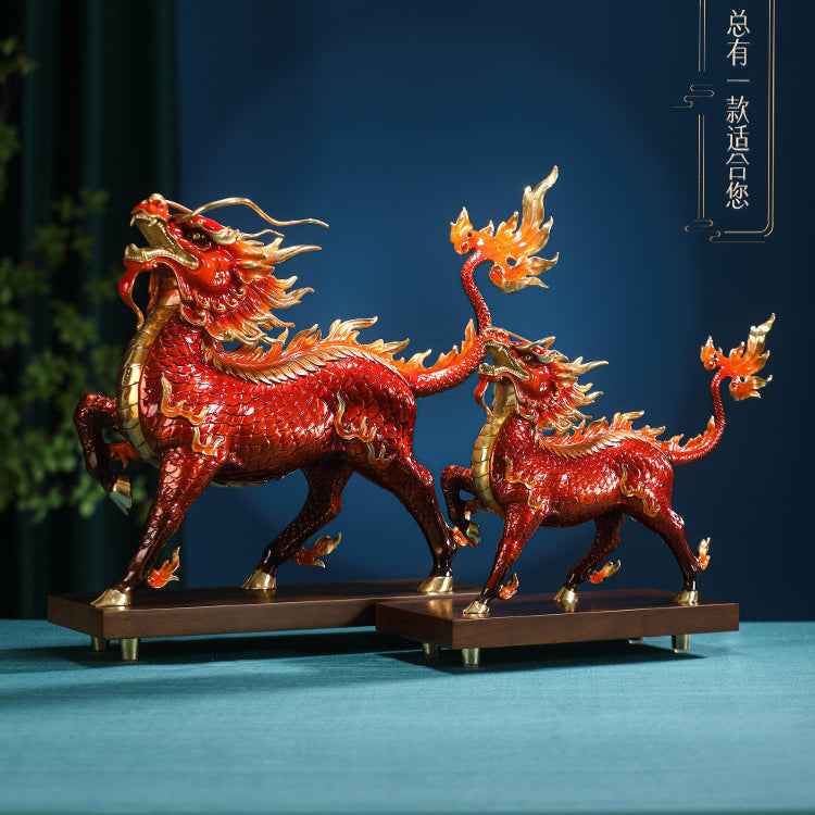 Pure Brass Five - Clawed Golden Dragon Decoration - Attract Wealth