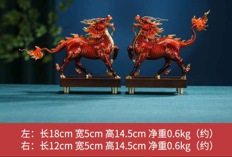 Pure Brass Five - Clawed Golden Dragon Decoration - Attract Wealth