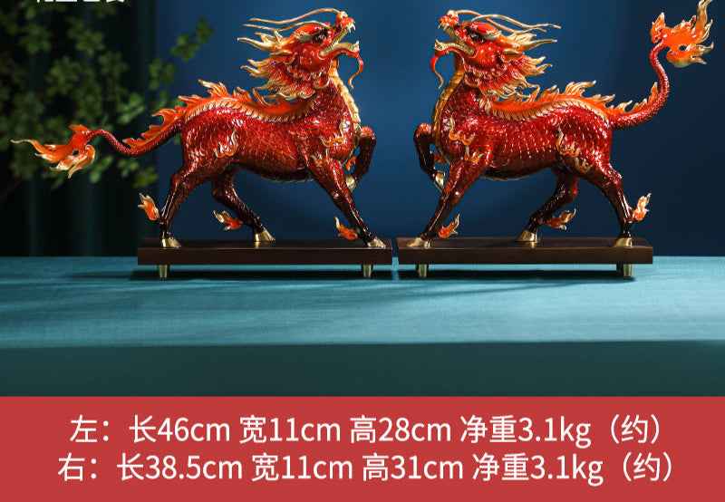 Pure Brass Five - Clawed Golden Dragon Decoration - Attract Wealth