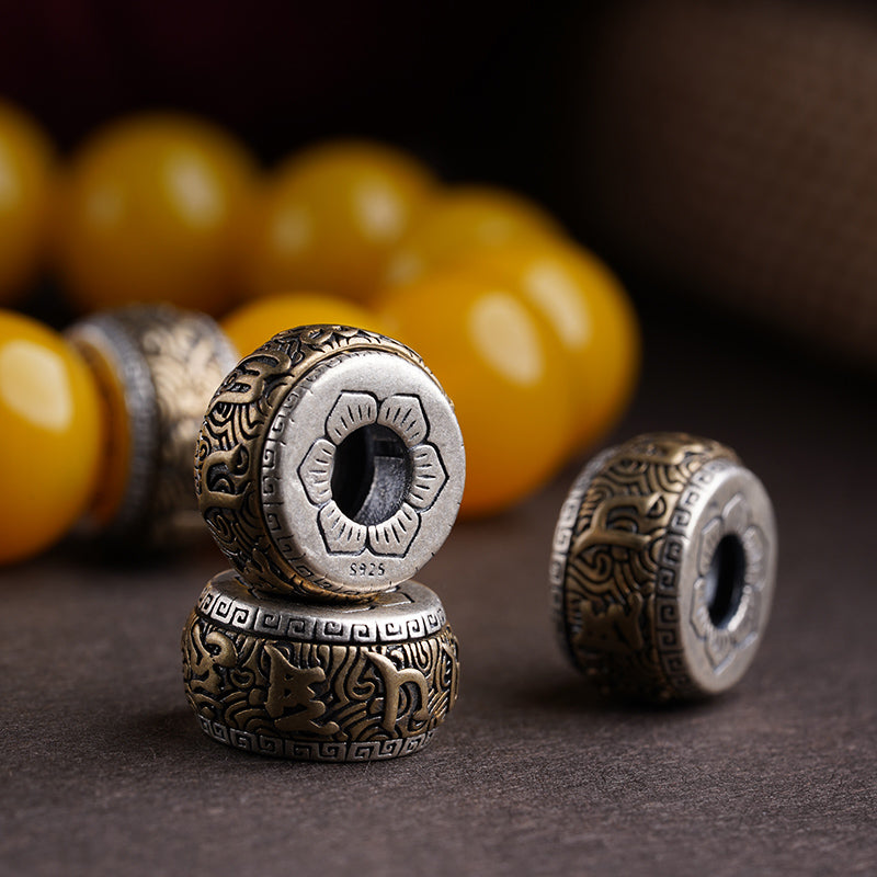 Genuine Natural Yellow Agate Bracelet with Chinese Zodiac Buddha Charms and Six-Character Mantra Beads