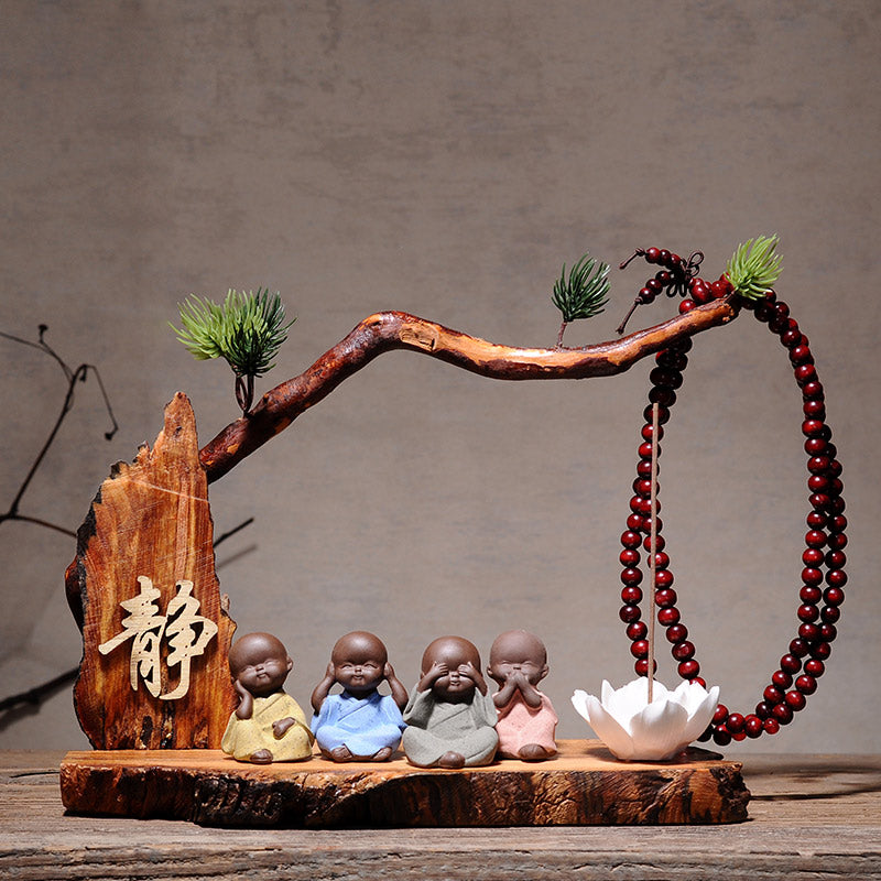 Zen Bodhidharma Purple Sand Decoration - Exquisite Oriental Aesthetic Home Art