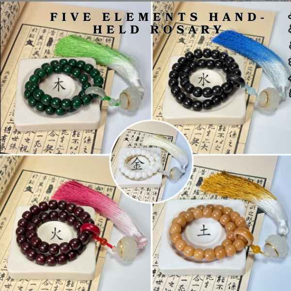 Five Elements Energy Gathering | Natural White Jade Bodhi Root Five Elements Rosary String