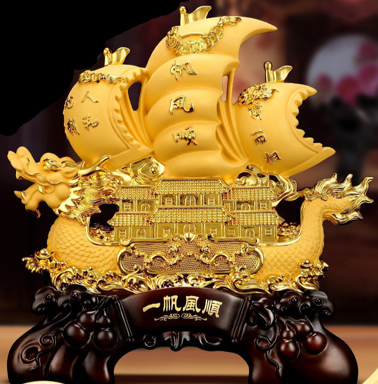 Smooth Sailing Dragon Boat Feng Shui Decoration for Attracting Wealth and Prosperity