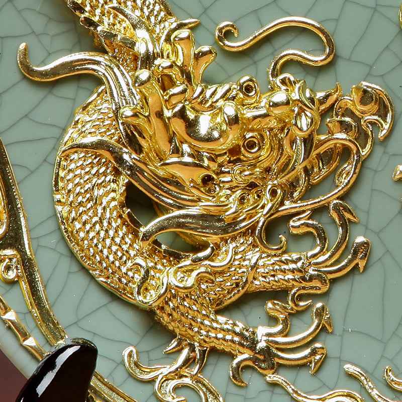Lacquer wire carving ornament dragon and phoenix two dragons playing with beads ceramic - inviting wealth and good fortune