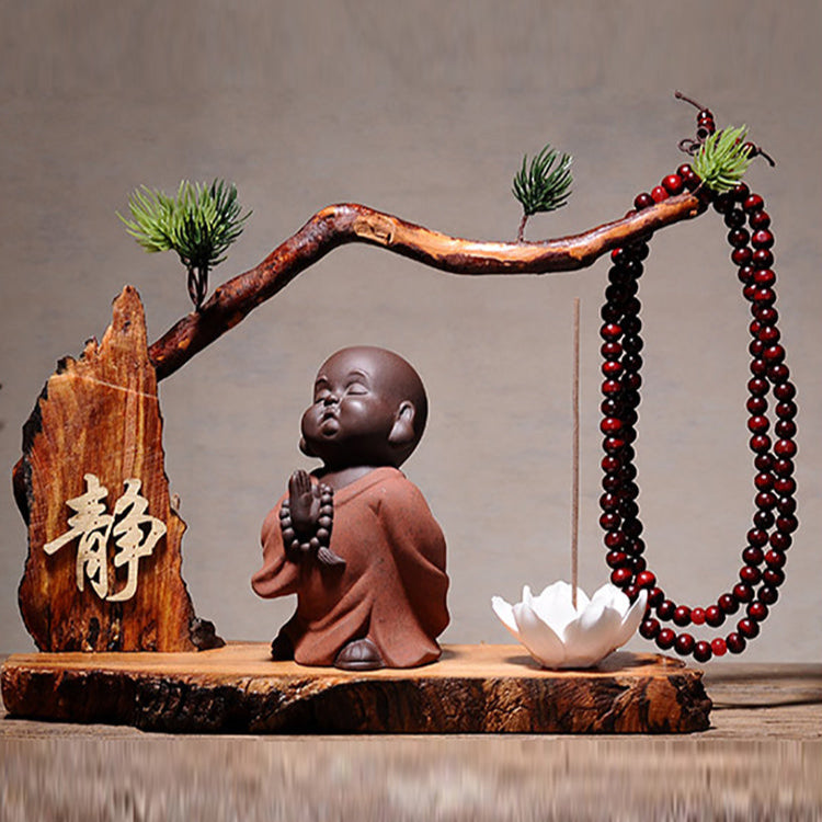 Zen Bodhidharma Purple Sand Decoration - Exquisite Oriental Aesthetic Home Art