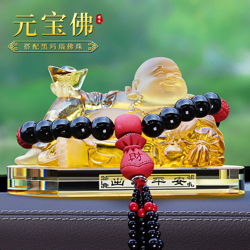 Glazed Maitreya Buddha Car Decoration for Wealth Attraction and Safety