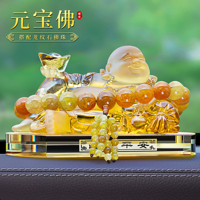 Glazed Maitreya Buddha Car Decoration for Wealth Attraction and Safety