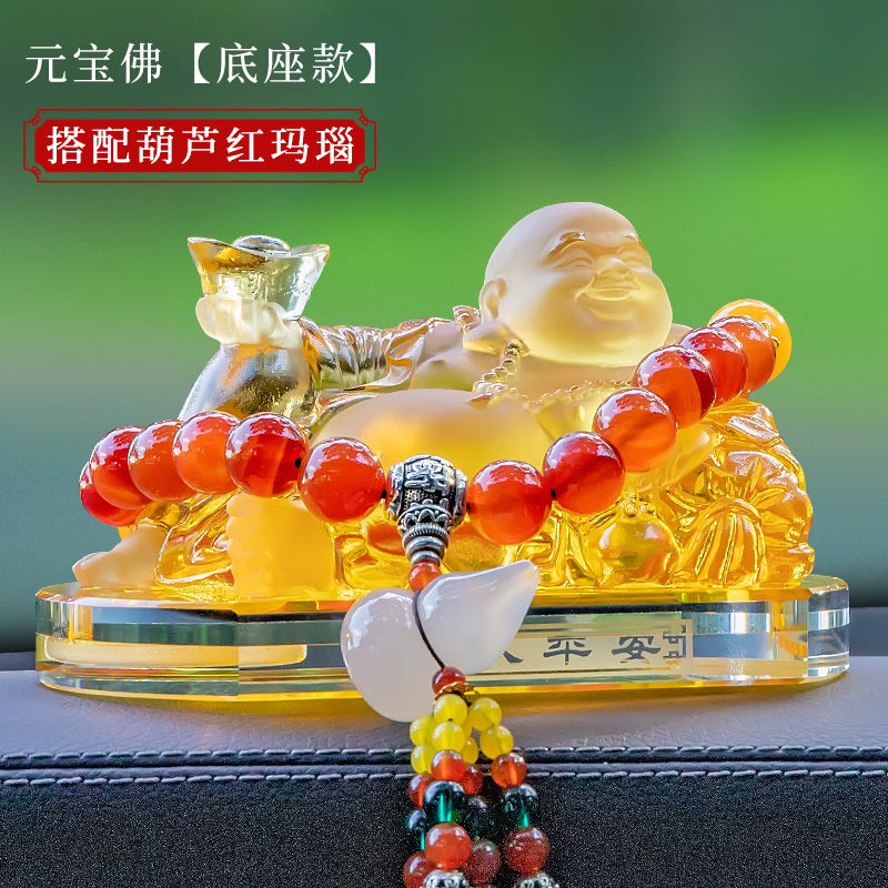 Glazed Maitreya Buddha Car Decoration for Wealth Attraction and Safety