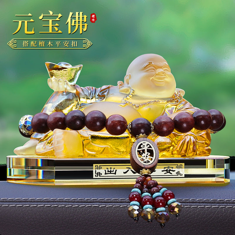 Glazed Maitreya Buddha Car Decoration for Wealth Attraction and Safety