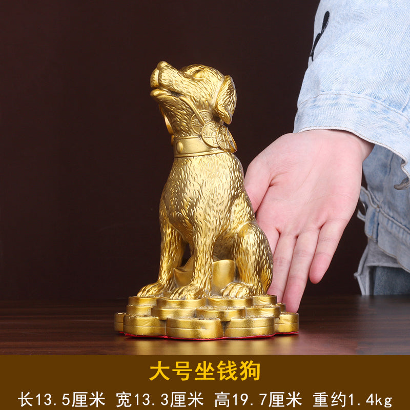 Brass Money Dog Feng Shui Decoration for Wealth Attraction and Home Harmony