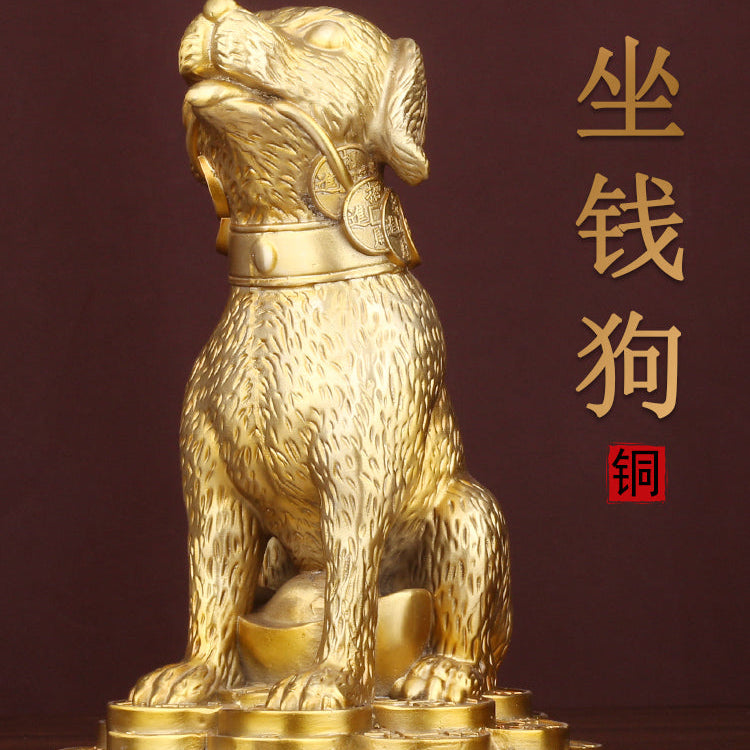 Brass Money Dog Feng Shui Decoration for Wealth Attraction and Home Harmony
