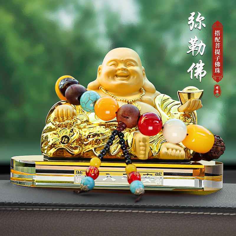 Glazed Maitreya Buddha Car Decoration - A Sacred Car Item for Attracting Wealth and Ensuring Safety