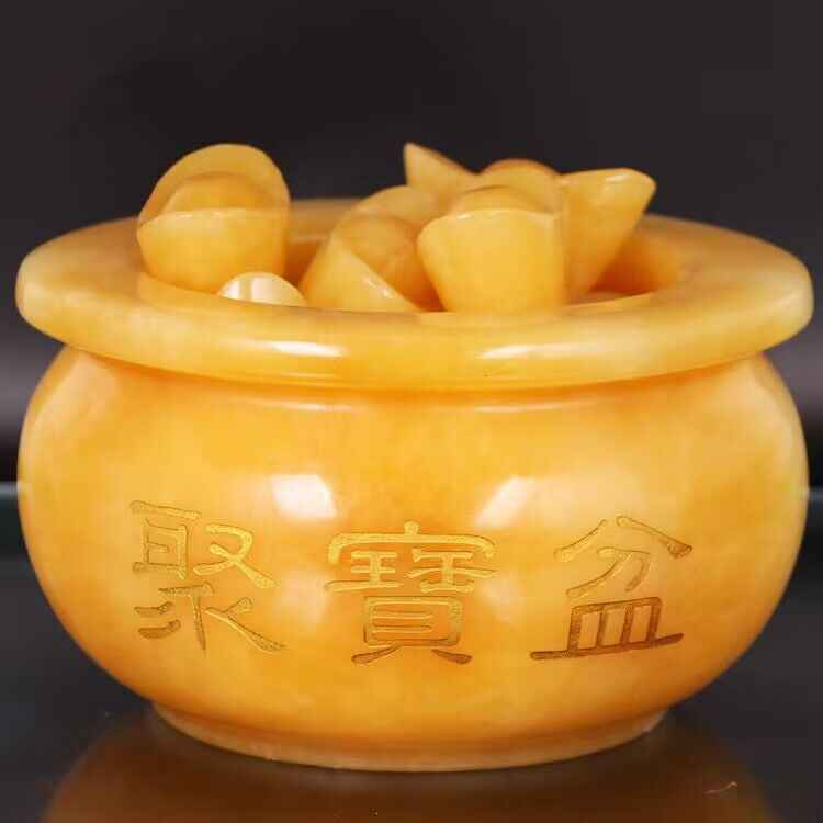 Natural Topaz Cornucopia Decoration - A Jade Treasure for Attracting Wealth and Good Fortune