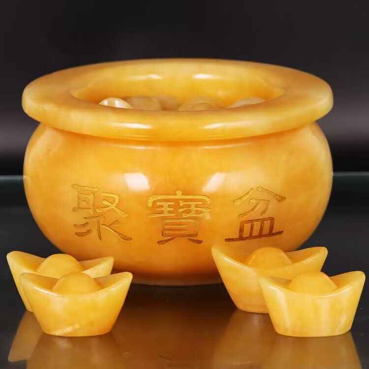 Natural Topaz Cornucopia Decoration - A Jade Treasure for Attracting Wealth and Good Fortune