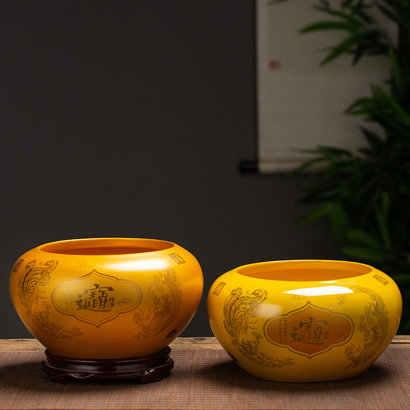 Jingdezhen Ceramic Treasure Bowl - Auspicious Feng Shui Decoration for Wealth from All Directions