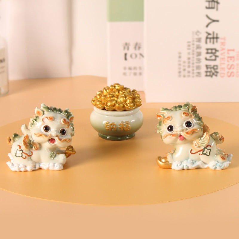 Lucky Wealth Pixiu Decoration - Resin Feng Shui Mascot for Good Fortune