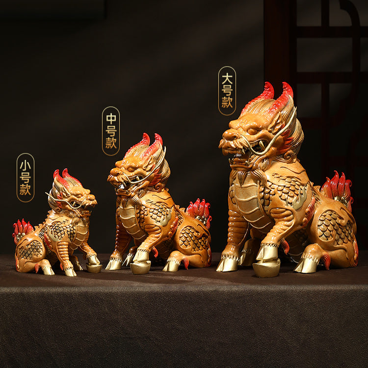 Auspicious Qilin Bronze Sculpture Decorations - A Pair of Unique Home Accents