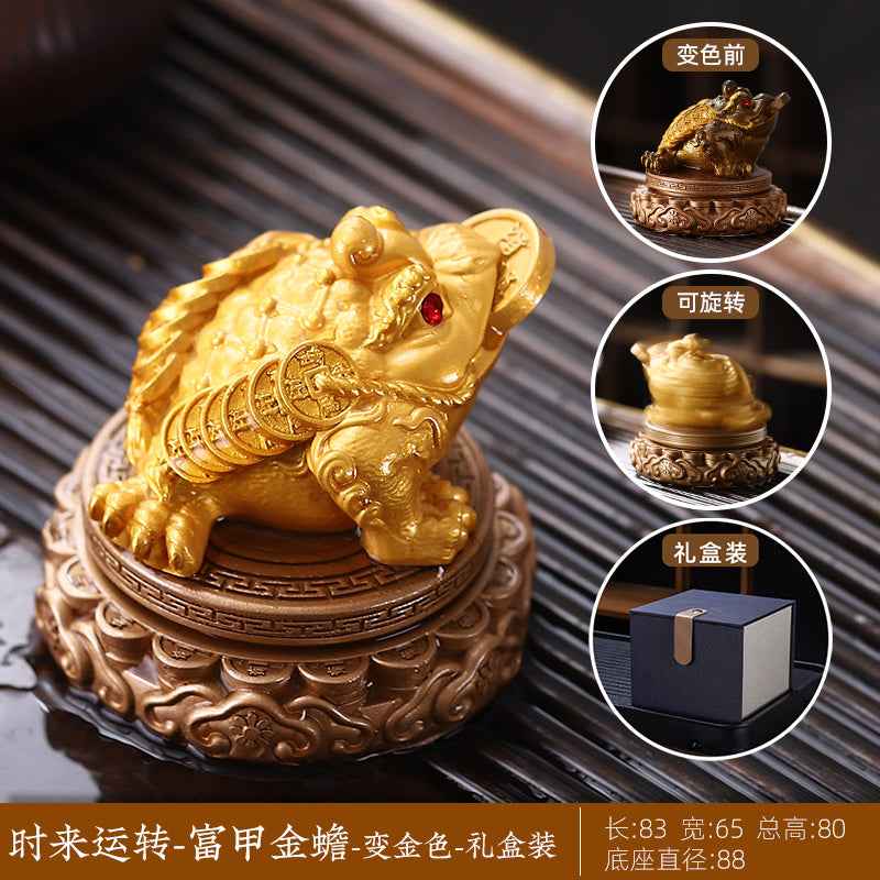 Changing - color Toad Tea Pet Ornament - A Top - notch Item for Attracting Wealth and Adding Fun to the Tea Table