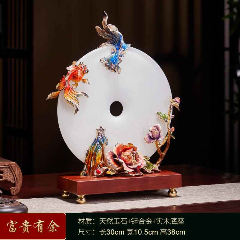 New Chinese - style Orchid - themed Peace Button Decoration - An Enamel - colored Jade Treasure