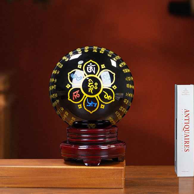 Natural Obsidian Six - character Mantra Office Decoration - The Energy Guardian for the Workplace