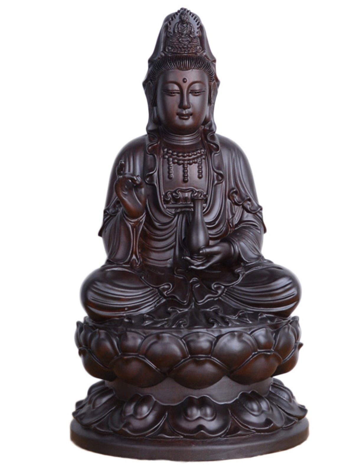Ebony wood carving Guanyin Buddha statue ornaments - Meditation and enlightenment - Blessings of peace and prosperity