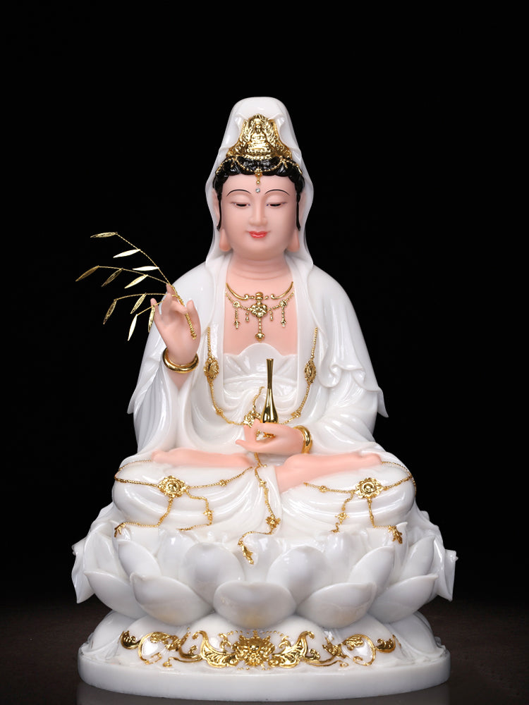 Chinese White Jade Guanyin Pendant - Family Blessings and Protection