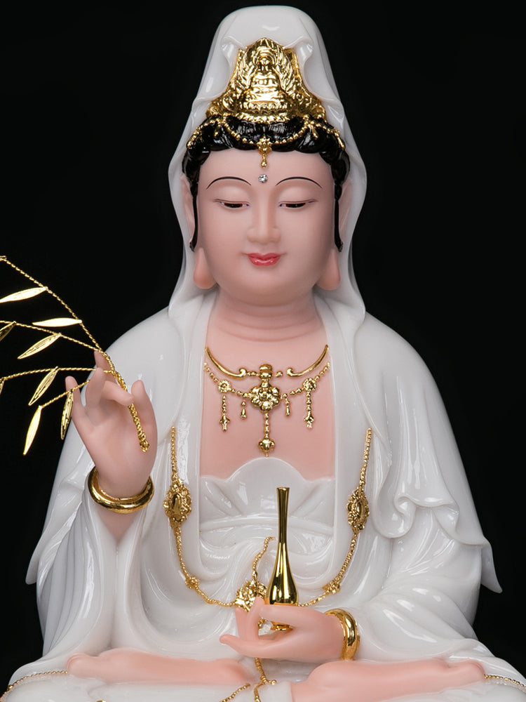 Chinese White Jade Guanyin Pendant - Family Blessings and Protection