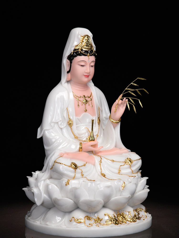 Chinese White Jade Guanyin Pendant - Family Blessings and Protection