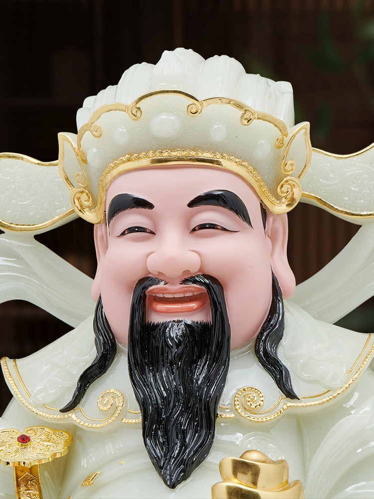 Inlaid Gold Ruyi Yuanbao God of Wealth Statue Enshrinement