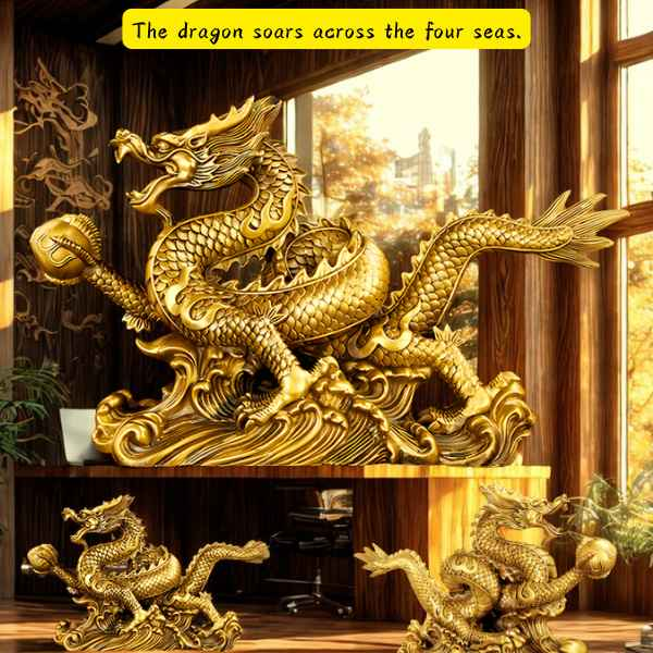 Nine - turn Qiankun Tripod Decoration (Wooden Dragon - pattern Version)