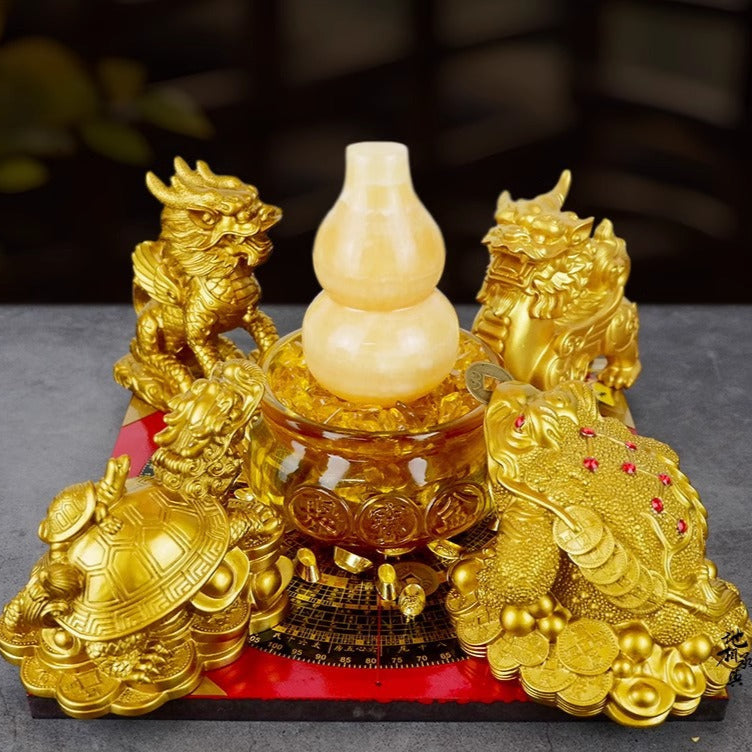 Gourd Dragon Turtle Treasure Bowl for Home Decor and Feng Shui