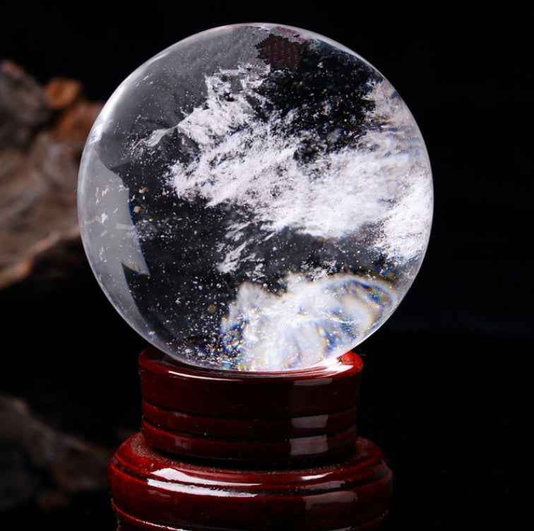 Natural White Crystal Ball – Raw Stone Ornament for Holistic Harmony