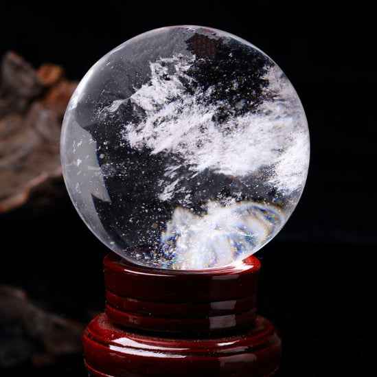 Natural White Crystal Ball – Raw Stone Ornament for Holistic Harmony
