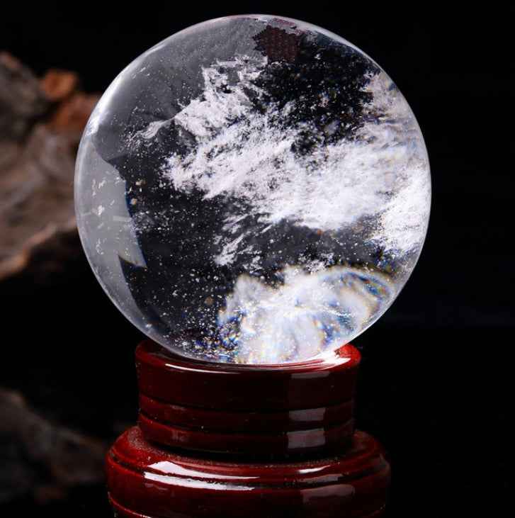 Natural White Crystal Ball – Raw Stone Ornament for Holistic Harmony